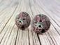 Preview: Häschen Holz Knopf Ohrstecker Button bunny Hase